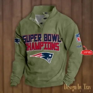New England Patriots Personalized Stand Collar Double Breasted Hoodie Super Bowl AMCDBH00175