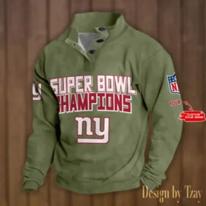 New York Giants Personalized Stand Collar Double Breasted Hoodie Super Bowl AMCDBH00155
