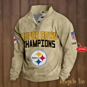 Pittsburgh Steelers Personalized Stand Collar Double Breasted Hoodie Super Bowl AMCDBH00171