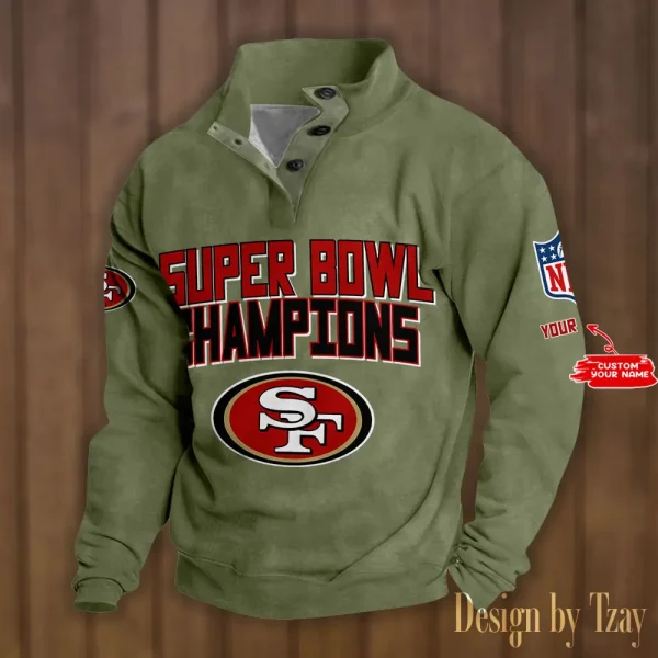 San Francisco 49ers Personalized Stand Collar Double Breasted Hoodie Super Bowl AMCDBH00172 - Image 4