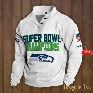Seattle Seahawks Personalized Stand Collar Double Breasted Hoodie Super Bowl AMCDBH00158