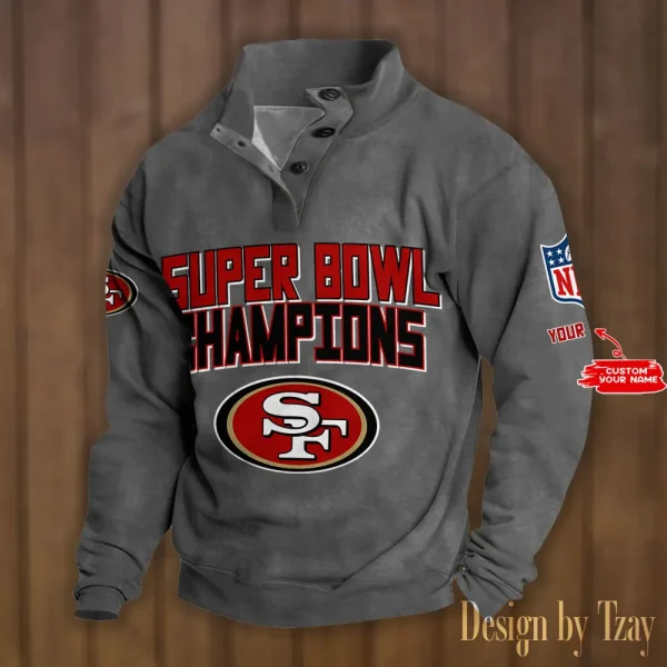 San Francisco 49ers Personalized Stand Collar Double Breasted Hoodie Super Bowl AMCDBH00172 - Image 6
