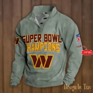 Washington Commanders Personalized Stand Collar Double Breasted Hoodie Super Bowl AMCDBH00178