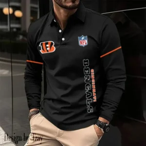 Cincinnati Bengals Personalized Long Sleeve Polo Shirt AMCLSPS0081
