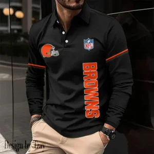 Cleveland Browns Personalized Long Sleeve Polo Shirt AMCLSPS0087