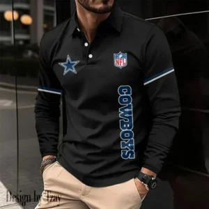 Dallas Cowboys Personalized Long Sleeve Polo Shirt AMCLSPS0093