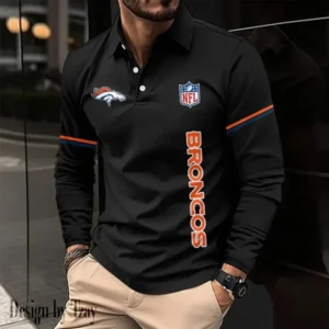 Denver Broncos Personalized Long Sleeve Polo Shirt AMCLSPS0099