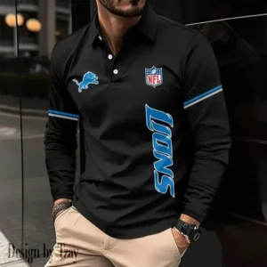 Detroit Lions Personalized Long Sleeve Polo Shirt AMCLSPS0104