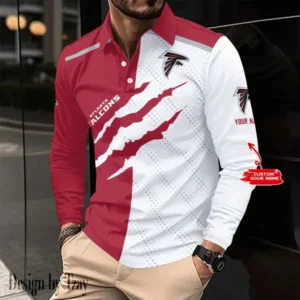 Atlanta Falcons Personalized Long Sleeve Polo Shirt AMCLSPS0052