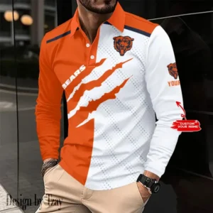 Chicago Bears Personalized Long Sleeve Polo Shirt AMCLSPS0074