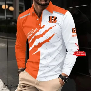 Cincinnati Bengals Personalized Long Sleeve Polo Shirt AMCLSPS0080