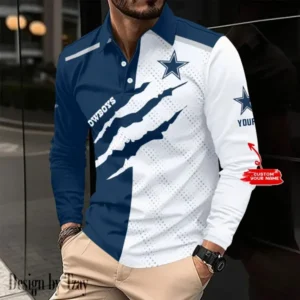 Dallas Cowboys Personalized Long Sleeve Polo Shirt AMCLSPS0092