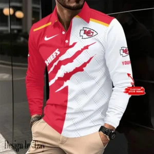 Kansas City Chiefs Personalized Long Sleeve Polo Shirt AMCLSPS0128