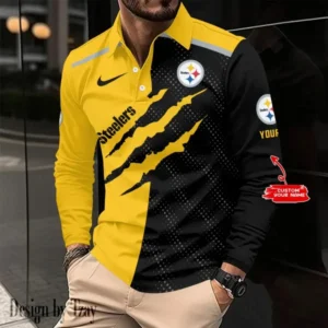Pittsburgh Steelers Personalized Long Sleeve Polo Shirt AMCLSPS0172
