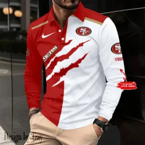 San Francisco 49ers Personalized Long Sleeve Polo Shirt AMCLSPS0177