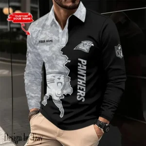 Carolina Panthers Personalized Long Sleeve Polo Shirt AMCLSPS0070