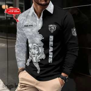 Chicago Bears Personalized Long Sleeve Polo Shirt AMCLSPS0076