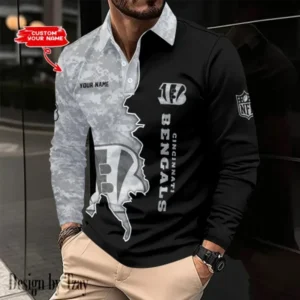Cincinnati Bengals Personalized Long Sleeve Polo Shirt AMCLSPS0082