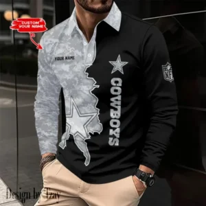 Dallas Cowboys Personalized Long Sleeve Polo Shirt AMCLSPS0094