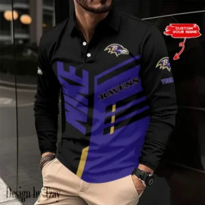 Baltimore Ravens Personalized Long Sleeve Polo Shirt AMCLSPS0059
