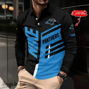 Carolina Panthers Personalized Long Sleeve Polo Shirt AMCLSPS0071