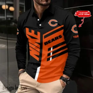 Chicago Bears Personalized Long Sleeve Polo Shirt AMCLSPS0077