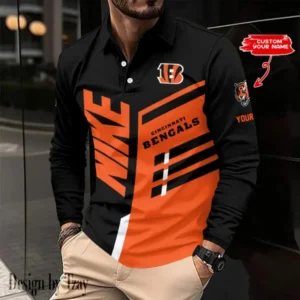 Cincinnati Bengals Personalized Long Sleeve Polo Shirt AMCLSPS0083