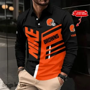 Cleveland Browns Personalized Long Sleeve Polo Shirt AMCLSPS0089