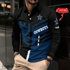 Dallas Cowboys Personalized Long Sleeve Polo Shirt AMCLSPS0095
