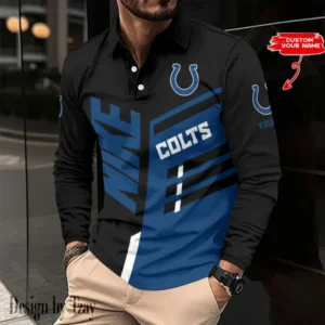 Indianapolis Colts Personalized Long Sleeve Polo Shirt AMCLSPS0121