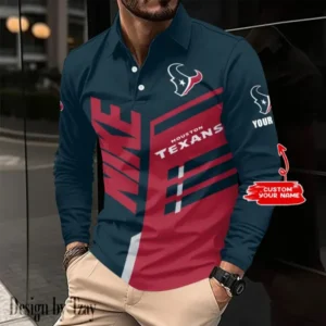 Houston Texans Personalized Long Sleeve Polo Shirt AMCLSPS0116