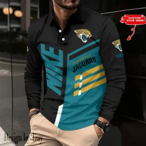 Jacksonville Jaguars Personalized Long Sleeve Polo Shirt AMCLSPS0125
