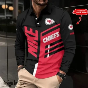 Kansas City Chiefs Personalized Long Sleeve Polo Shirt AMCLSPS0130