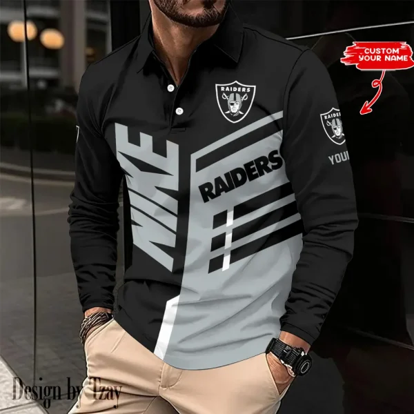 Las Vegas Raiders Personalized Long Sleeve Polo Shirt AMCLSPS0134