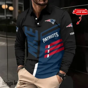 New England Patriots Personalized Long Sleeve Polo Shirt AMCLSPS0153