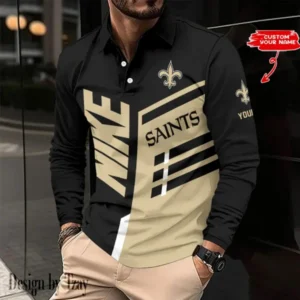 New Orleans Saints Personalized Long Sleeve Polo Shirt AMCLSPS0157