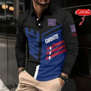 New York Giants Personalized Long Sleeve Polo Shirt AMCLSPS0161