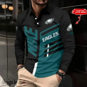 Philadelphia Eagles Personalized Long Sleeve Polo Shirt AMCLSPS0169