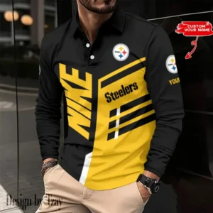 Pittsburgh Steelers Personalized Long Sleeve Polo Shirt AMCLSPS0174