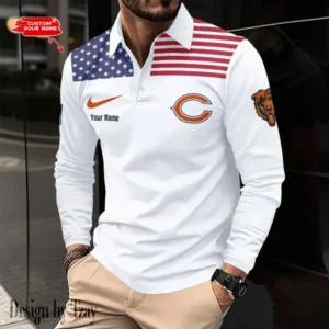 Chicago Bears Personalized Long Sleeve Polo Shirt AMCLSPS0078