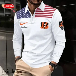 Cincinnati Bengals Personalized Long Sleeve Polo Shirt AMCLSPS0084