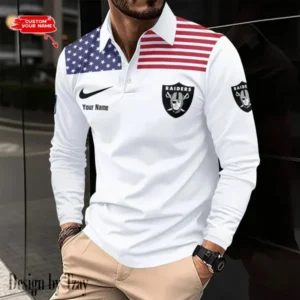 Las Vegas Raiders Personalized Long Sleeve Polo Shirt AMCLSPS0135