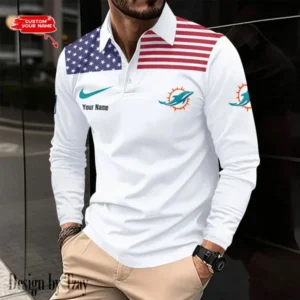 Miami Dolphins Personalized Long Sleeve Polo Shirt AMCLSPS0146