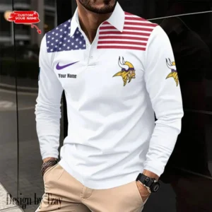Minnesota Vikings Personalized Long Sleeve Polo Shirt AMCLSPS0150