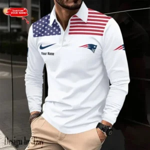 New England Patriots Personalized Long Sleeve Polo Shirt AMCLSPS0154