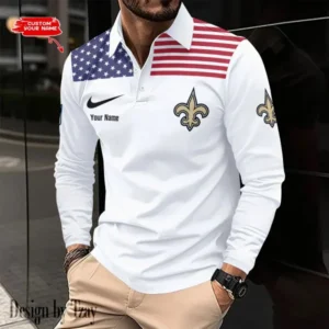 New Orleans Saints Personalized Long Sleeve Polo Shirt AMCLSPS0158