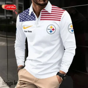 Pittsburgh Steelers Personalized Long Sleeve Polo Shirt AMCLSPS0175