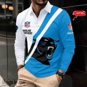 Carolina Panthers Personalized Long Sleeve Polo Shirt AMCLSPS0073