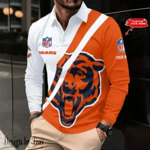 Chicago Bears Personalized Long Sleeve Polo Shirt AMCLSPS0079