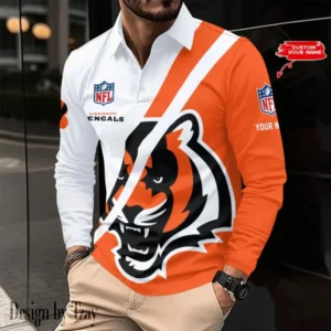Cincinnati Bengals Personalized Long Sleeve Polo Shirt AMCLSPS0085